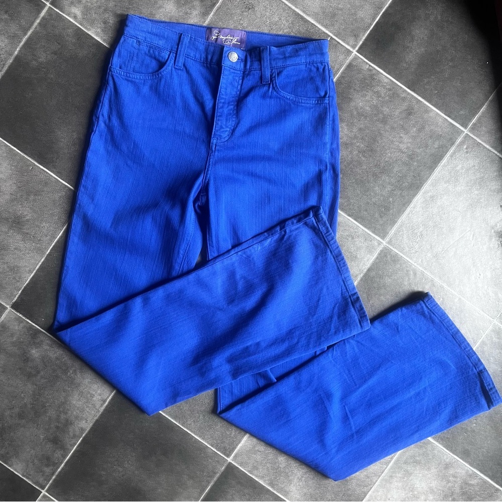 NYDJ Women 2 Royal Blue Indigo Boot Cut Jeans 5 Pocket Stretch USA Made